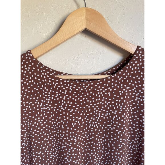 J. Jill Size XL Wearever Brown White Dot Dress Short Sleeve - Picture 4 of 8